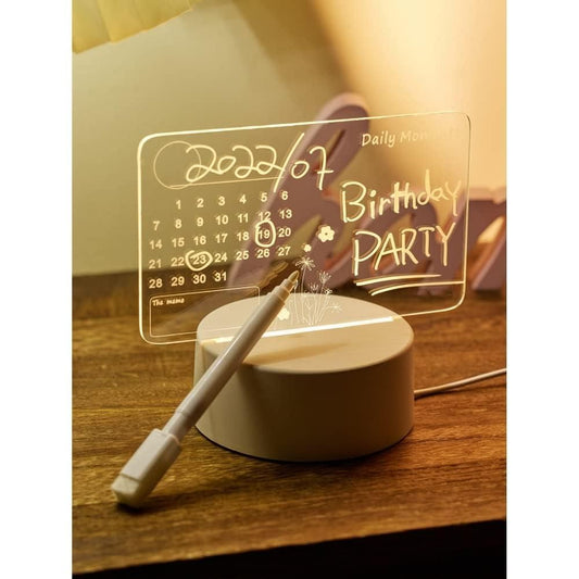 3D Acrylic Writing Board with Pen & LED Light | Creative Message Board for Home & Office