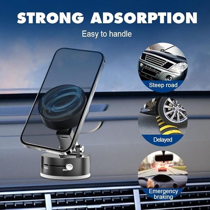 Vacuum Magnetic Suction Phone Holder | 360° Rotating Car & Desk Mobile Stand