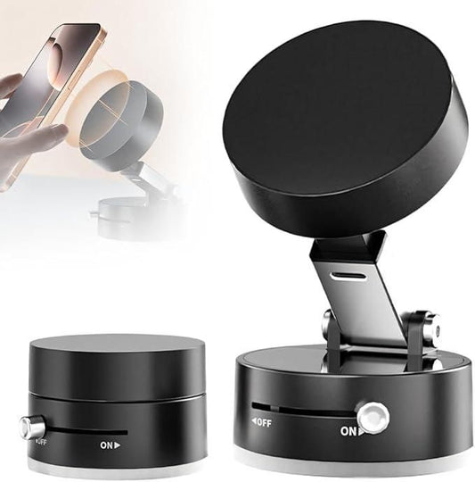 Vacuum Magnetic Suction Phone Holder | 360° Rotating Car & Desk Mobile Stand