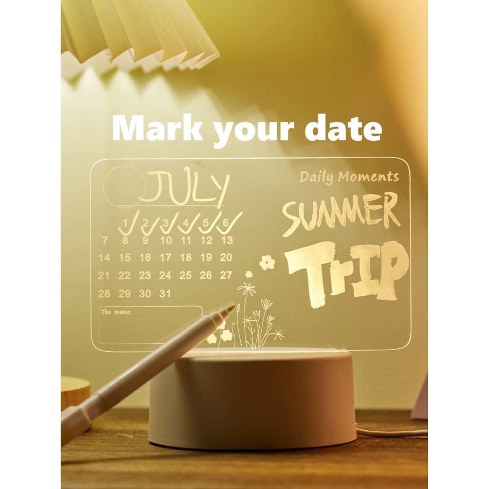3D Acrylic Writing Board with Pen & LED Light | Creative Message Board for Home & Office