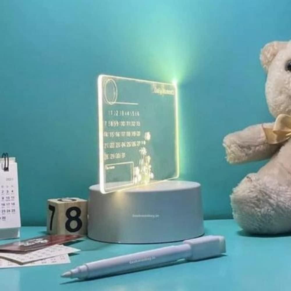 3D Acrylic Writing Board with Pen & LED Light | Creative Message Board for Home & Office